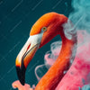 Xxl Wandbild Flamingo In Bunter Rauchwolke Hochformat Zoom