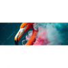 Xxl Wandbild Flamingo In Bunter Rauchwolke Panorama Motivvorschau