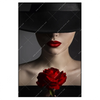 Xxl Wandbild Frau Mit Hut Rose Hochformat Produktvorschau Frontal