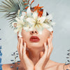 Xxl Wandbild Frauenportrait Mit Blumen Hochformat Zoom