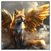 Xxl Wandbild Fuchs Mit Goldenen Fluegeln Quadrat Produktvorschau Frontal