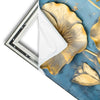 Xxl Wandbild Goldene Blumen Auf Blau Hochformat Materialvorschau