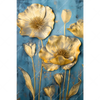 Xxl Wandbild Goldene Blumen Auf Blau Hochformat Motivvorschau