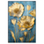 Xxl Wandbild Goldene Blumen Auf Blau Hochformat Produktvorschau Frontal
