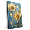 Xxl Wandbild Goldene Blumen Auf Blau Hochformat Produktvorschau Seitlich