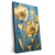 Xxl Wandbild Goldene Blumen Auf Blau Hochformat Produktvorschau Seitlich