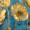 Xxl Wandbild Goldene Blumen Auf Blau Hochformat Zoom