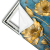 Xxl Wandbild Goldene Blumen Auf Blau Quadrat Materialvorschau