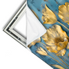 Xxl Wandbild Goldene Blumen Auf Blau Querformat Materialvorschau