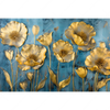 Xxl Wandbild Goldene Blumen Auf Blau Querformat Motivvorschau