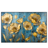 Xxl Wandbild Goldene Blumen Auf Blau Querformat Produktvorschau Frontal