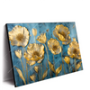 Xxl Wandbild Goldene Blumen Auf Blau Querformat Produktvorschau Seitlich