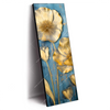 Xxl Wandbild Goldene Blumen Auf Blau Schmal Produktvorschau Seitlich