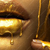 Xxl Wandbild Goldene Lippen Querformat Zoom