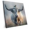 Xxl Wandbild Hochlandrind Bunter Vogel Quadrat Produktvorschau Seitlich