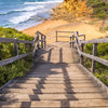 Xxl Wandbild Holztreppe Zum Einsamen Strand Hochformat Zoom