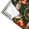 Xxl Wandbild Kaffee Inmitten Wunderschoener Blumen Hochformat Materialvorschau