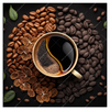 Xxl Wandbild Kaffee Mit Blattdekoration Quadrat Produktvorschau Frontal