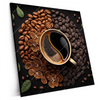 Xxl Wandbild Kaffee Mit Blattdekoration Quadrat Produktvorschau Seitlich