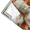 Xxl Wandbild Meditierender Buddha Mit Blueten Hochformat Materialvorschau