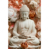 Xxl Wandbild Meditierender Buddha Mit Blueten Hochformat Motivvorschau
