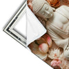 Xxl Wandbild Meditierender Buddha Mit Blueten Quadrat Materialvorschau