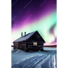 Xxl Wandbild Nordlichter Ueber Einem Holzhaus Hochformat Motivvorschau