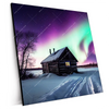 Xxl Wandbild Nordlichter Ueber Einem Holzhaus Quadrat Produktvorschau Seitlich