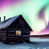 Xxl Wandbild Nordlichter Ueber Einem Holzhaus Quadrat Zoom