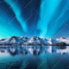 Xxl Wandbild Nordlichter Und Schneebedeckte Berge Quadrat Motivvorschau