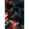 Xxl Wandbild Panther Und Rote Blueten Hochformat Motivvorschau