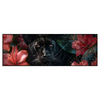 Xxl Wandbild Panther Und Rote Blueten Panorama Produktvorschau Frontal