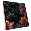 Xxl Wandbild Panther Und Rote Blueten Quadrat Produktvorschau Seitlich
