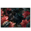 Xxl Wandbild Panther Und Rote Blueten Querformat Produktvorschau Frontal