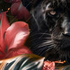 Xxl Wandbild Panther Und Rote Blueten Schmal Zoom