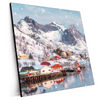 Xxl Wandbild Skandinavisches Dorf Im Schnee Quadrat Produktvorschau Seitlich