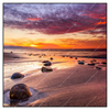 Xxl Wandbild Sonnenuntergang Am Strand Mit Felsen Quadrat Produktvorschau Frontal
