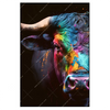 Xxl Wandbild Stier Mit Bunten Farben Hochformat Produktvorschau Frontal