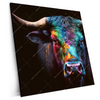 Xxl Wandbild Stier Mit Bunten Farben Quadrat Produktvorschau Seitlich