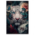 Xxl Wandbild Weisser Tiger Mit Blauen Augen Zwischen Blumen Hochformat Produktvorschau Frontal