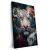 Xxl Wandbild Weisser Tiger Mit Blauen Augen Zwischen Blumen Hochformat Produktvorschau Seitlich