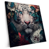 Xxl Wandbild Weisser Tiger Mit Blauen Augen Zwischen Blumen Quadrat Produktvorschau Seitlich