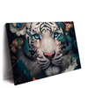 Xxl Wandbild Weisser Tiger Mit Blauen Augen Zwischen Blumen Querformat Produktvorschau Seitlich