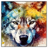 Xxl Wandbild Wolf Mit Bunten Farbspritzern No 2 Quadrat Produktvorschau Frontal