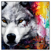 Xxl Wandbild Wolf Mit Bunten Farbspritzern Quadrat Produktvorschau Frontal