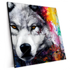 Xxl Wandbild Wolf Mit Bunten Farbspritzern Quadrat Produktvorschau Seitlich