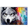 Xxl Wandbild Wolf Mit Bunten Farbspritzern Querformat Produktvorschau Frontal